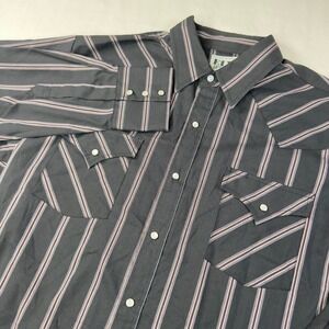Vintage Ely Cattleman Pearl Snap Button Shirt Mens Large Striped Western Cowboy